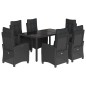 vidaXL Set de comedor de jardín 7 pzas y cojines ratán sintético negro vidaXL Set de comedor de jardín 7 pzas y cojines ratán sintético negro