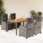 vidaXL Set comedor de jardín 5 piezas con cojines ratán sintético gris vidaXL Set comedor de jardín 5 piezas con cojines ratán sintético gris