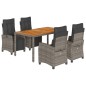 vidaXL Set comedor de jardín 5 piezas con cojines ratán sintético gris vidaXL Set comedor de jardín 5 piezas con cojines ratán sintético gris