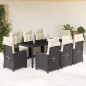 vidaXL Set de comedor de jardín 9 pzas y cojines ratán sintético negro vidaXL Set de comedor de jardín 9 pzas y cojines ratán sintético negro