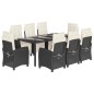 vidaXL Set de comedor de jardín 9 pzas y cojines ratán sintético negro vidaXL Set de comedor de jardín 9 pzas y cojines ratán sintético negro