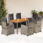 vidaXL Set comedor jardín 7 pzas y cojines ratán sintético gris vidaXL Set comedor jardín 7 pzas y cojines ratán sintético gris