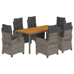 vidaXL Set comedor jardín 7 pzas y cojines ratán sintético gris