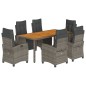vidaXL Set comedor jardín 7 pzas y cojines ratán sintético gris vidaXL Set comedor jardín 7 pzas y cojines ratán sintético gris
