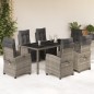 vidaXL Set comedor jardín 7 pzas y cojines ratán sintético gris vidaXL Set comedor jardín 7 pzas y cojines ratán sintético gris