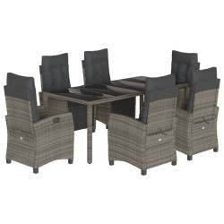 vidaXL Set comedor jardín 7 pzas y cojines ratán sintético gris