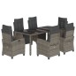 vidaXL Set comedor jardín 7 pzas y cojines ratán sintético gris vidaXL Set comedor jardín 7 pzas y cojines ratán sintético gris