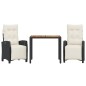 vidaXL Set comedor de jardín 3 pzas con cojines ratán sintético negro vidaXL Set comedor de jardín 3 pzas con cojines ratán sintético negro