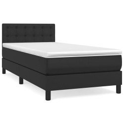 vidaXL Cama box spring con colchón cuero sintético negro 90x190 cm