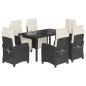 vidaXL Set de comedor de jardín 7 pzas y cojines ratán sintético negro vidaXL Set de comedor de jardín 7 pzas y cojines ratán sintético negro