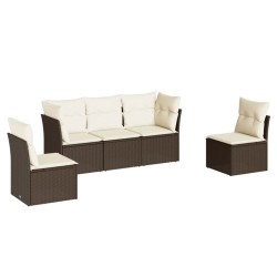 vidaXL Set comedor de jardín 5 piezas y cojines ratán sintético marrón