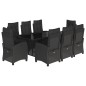 vidaXL Set de comedor de jardín 9 pzas y cojines ratán sintético negro