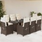 vidaXL Set comedor para jardín 9 pzas y cojines ratán sintético marrón vidaXL Set comedor para jardín 9 pzas y cojines ratán sintético marrón