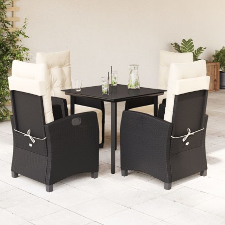 vidaXL Set de muebles jardín 5 pzas con cojines ratán sintético negro