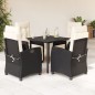 vidaXL Set de muebles jardín 5 pzas con cojines ratán sintético negro vidaXL Set de muebles jardín 5 pzas con cojines ratán sintético negro
