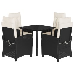 vidaXL Set de muebles jardín 5 pzas con cojines ratán sintético negro