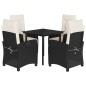 vidaXL Set de muebles jardín 5 pzas con cojines ratán sintético negro vidaXL Set de muebles jardín 5 pzas con cojines ratán sintético negro