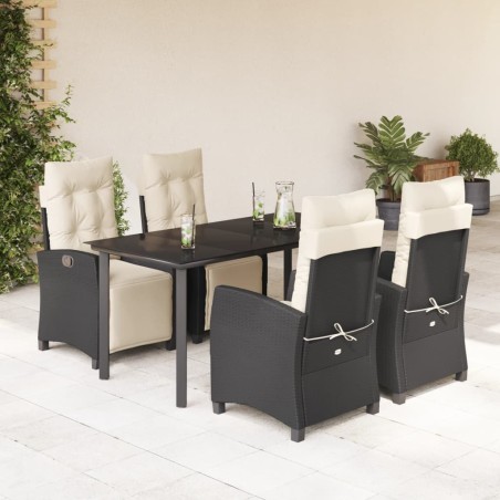 vidaXL Set de muebles jardín 5 pzas con cojines ratán sintético negro