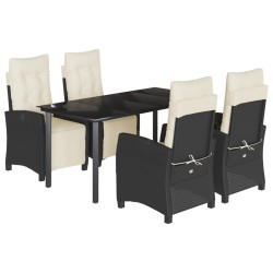 vidaXL Set de muebles jardín 5 pzas con cojines ratán sintético negro