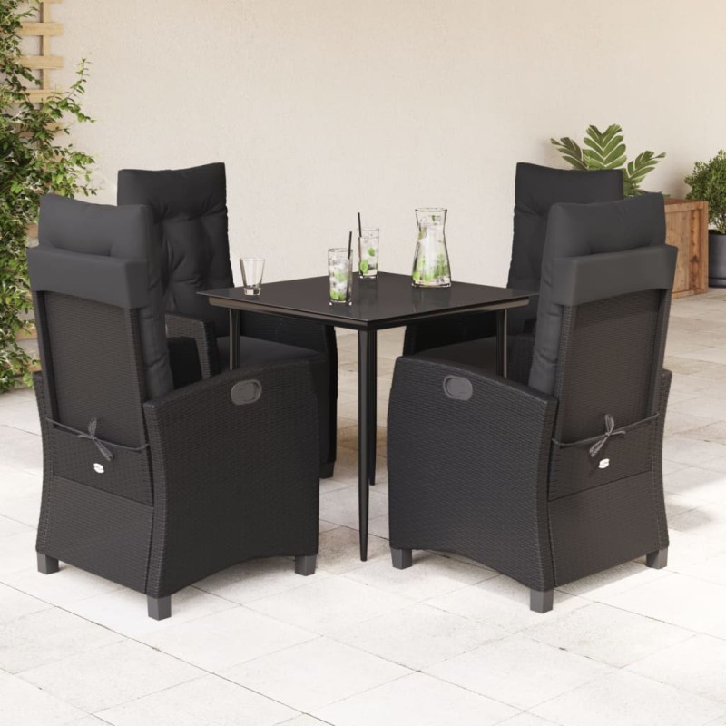 vidaXL Set de muebles jardín 5 pzas con cojines ratán sintético negro vidaXL Set de muebles jardín 5 pzas con cojines ratán sintético negro