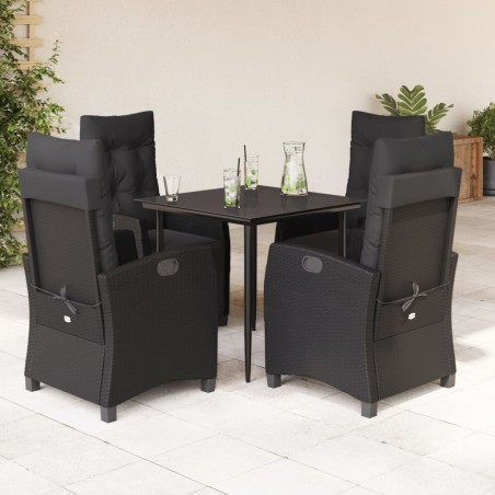 vidaXL Set de muebles jardín 5 pzas con cojines ratán sintético negro