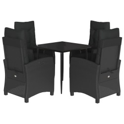 vidaXL Set de muebles jardín 5 pzas con cojines ratán sintético negro