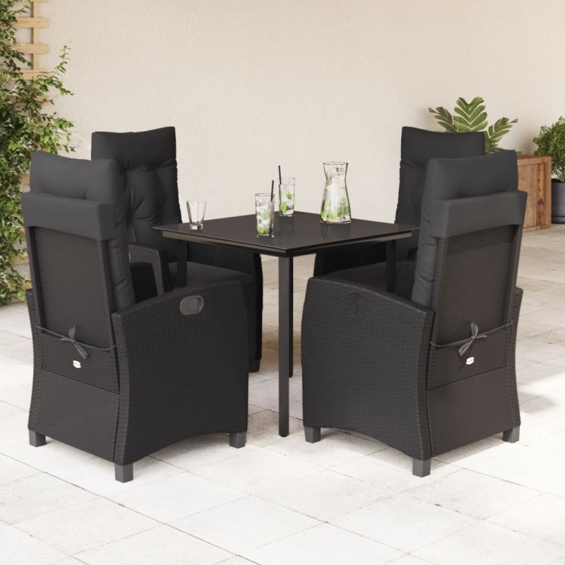 vidaXL Set de muebles jardín 5 pzas con cojines ratán sintético negro vidaXL Set de muebles jardín 5 pzas con cojines ratán sintético negro
