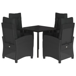 vidaXL Set de muebles jardín 5 pzas con cojines ratán sintético negro