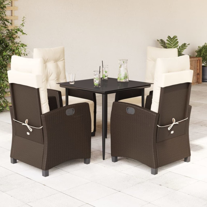 vidaXL Set comedor de jardín 5 piezas y cojines ratán sintético marrón vidaXL Set comedor de jardín 5 piezas y cojines ratán sintético marrón