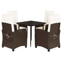 vidaXL Set comedor de jardín 5 piezas y cojines ratán sintético marrón