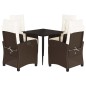 vidaXL Set comedor de jardín 5 piezas y cojines ratán sintético marrón vidaXL Set comedor de jardín 5 piezas y cojines ratán sintético marrón