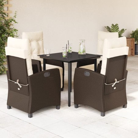 vidaXL Set comedor de jardín 5 piezas y cojines ratán sintético marrón