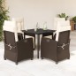 vidaXL Set comedor de jardín 5 piezas y cojines ratán sintético marrón vidaXL Set comedor de jardín 5 piezas y cojines ratán sintético marrón