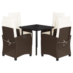 vidaXL Set comedor de jardín 5 piezas y cojines ratán sintético marrón