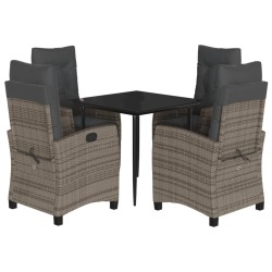 vidaXL Set comedor de jardín 5 piezas con cojines ratán sintético gris