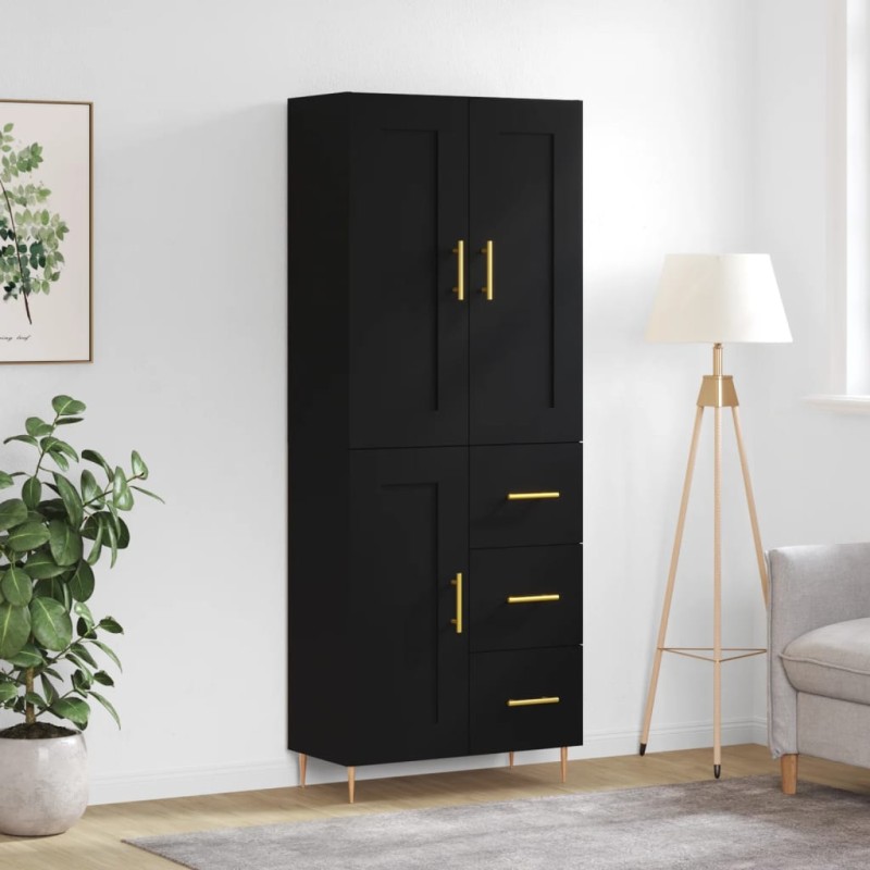 vidaXL Aparador alto madera contrachapada negro 69,5x34x180 cm vidaXL Aparador alto madera contrachapada negro 69,5x34x180 cm