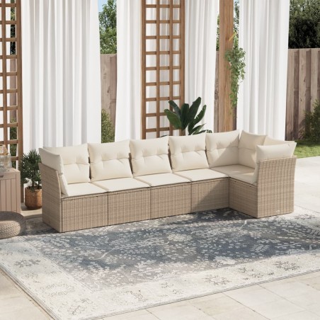 vidaXL Juego de sofás jardín con cojines 6 pzas ratán sintético beige