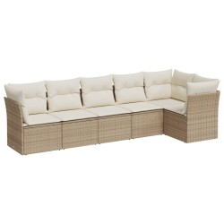 vidaXL Juego de sofás jardín con cojines 6 pzas ratán sintético beige