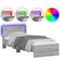 vidaXL Estructura de cama cabecero luces LED gris Sonoma 90x190 cm