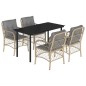vidaXL Set comedor de jardín 5 pzas con cojines ratán sintético beige