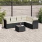 vidaXL Set de comedor de jardín 7 pzas y cojines ratán sintético negro vidaXL Set de comedor de jardín 7 pzas y cojines ratán sintético negro