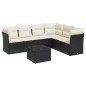 vidaXL Set de comedor de jardín 7 pzas y cojines ratán sintético negro vidaXL Set de comedor de jardín 7 pzas y cojines ratán sintético negro