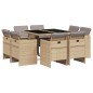 vidaXL Set comedor de jardín 9 pzas con cojines ratán sintético beige vidaXL Set comedor de jardín 9 pzas con cojines ratán sintético beige