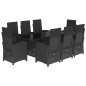 vidaXL Set de comedor de jardín 9 pzas y cojines ratán sintético negro vidaXL Set de comedor de jardín 9 pzas y cojines ratán sintético negro
