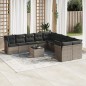 vidaXL Set de sofás de jardín 11 pzas y cojines ratán sintético gris vidaXL Set de sofás de jardín 11 pzas y cojines ratán sintético gris