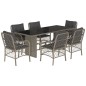 vidaXL Set comedor jardín 7 pzas y cojines ratán sintético gris claro vidaXL Set comedor jardín 7 pzas y cojines ratán sintético gris claro