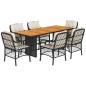 vidaXL Set de comedor de jardín 7 pzas y cojines ratán sintético negro vidaXL Set de comedor de jardín 7 pzas y cojines ratán sintético negro
