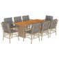vidaXL Set comedor de jardín 9 pzas con cojines ratán sintético beige vidaXL Set comedor de jardín 9 pzas con cojines ratán sintético beige
