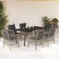 vidaXL Set comedor jardín 7 pzas y cojines ratán sintético gris claro vidaXL Set comedor jardín 7 pzas y cojines ratán sintético gris claro