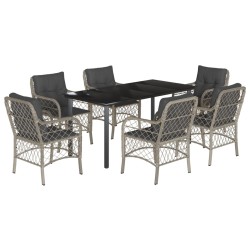 vidaXL Set comedor jardín 7 pzas y cojines ratán sintético gris claro